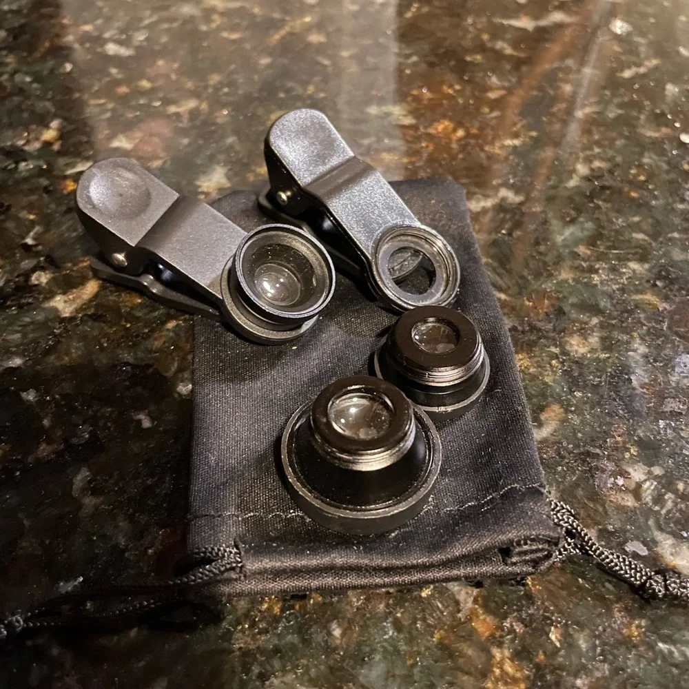 Set of Phone Camera Clip-On Lenses Compatible with Any Device Fisheye etc.